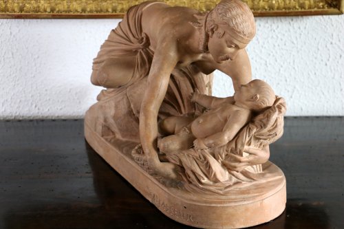 Sculpture Sculpture en Terre cuite - Moïse sauvé des eaux - Jules Allasseur (1818-1903)