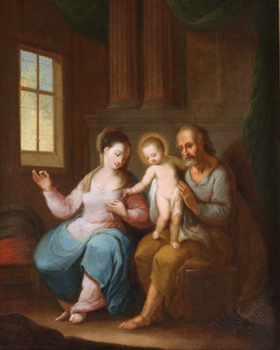 Flemish school of the 17th century monogrammed -The holy family in an interior - Paintings & Drawings Style Louis XIV