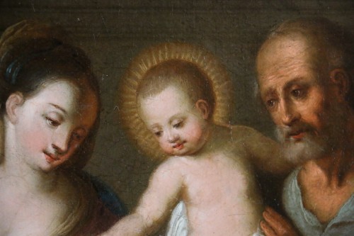 Flemish school of the 17th century monogrammed -The holy family in an interior - Louis XIV