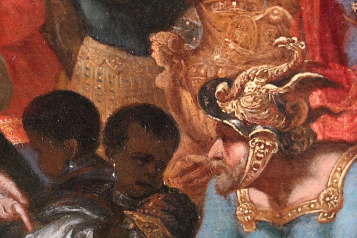 Le Fils De Salomon Et La Reine De Saba Ecole Italienne du nord vers 1650 - Le roi Salomon reçoit la reine de