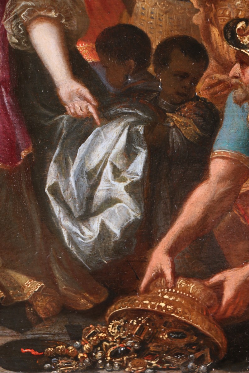 Le Fils De Salomon Et La Reine De Saba Ecole Italienne du nord vers 1650 - Le roi Salomon reçoit la reine de