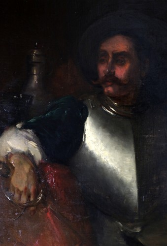 Paintings & Drawings  -  Antoine Vollon (Lyon, 1833-Paris, 1900) - Portrait of a man in armor