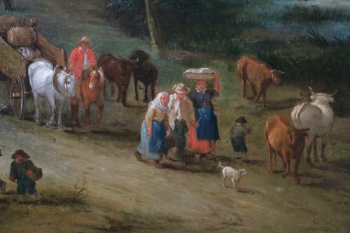Antiquités - Theobald Michau (1676- 1765) - Scène villageoise et fluviale