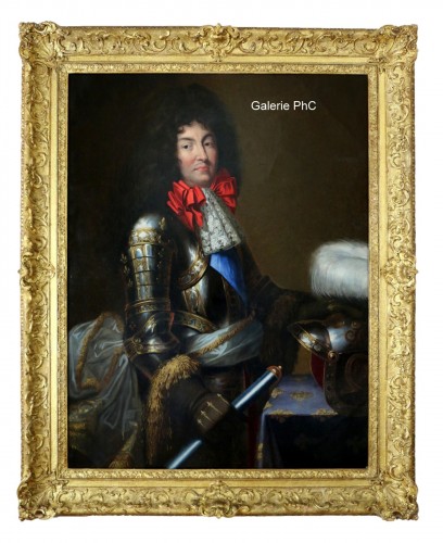 Large Portrait of Louis XIV in armor Attributed to Jean Nocret (1615, 1672)