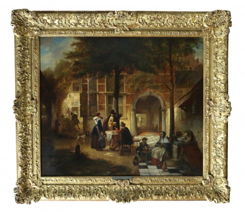 Hendrik Leys (1815-1869) - Scene of life in a courtyar