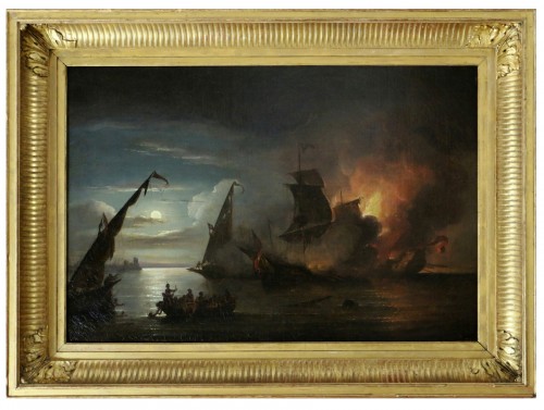 Thomas Luny (1759-1837)  - Barbary Wars (1801 - 1816) Naval battle 1815