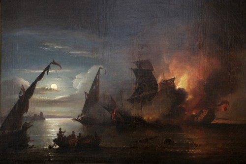 Thomas Luny (1759-1837)  - Barbary Wars (1801 - 1816) Naval battle 1815 - Paintings & Drawings Style Empire