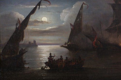 Paintings & Drawings  - Thomas Luny (1759-1837)  - Barbary Wars (1801; 1816) Naval battle 1815
