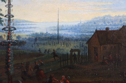 XVIIIe siècle - Fête villageoise en Flandres - Attribué à Mathys Schoevaerdts (1665-1702)