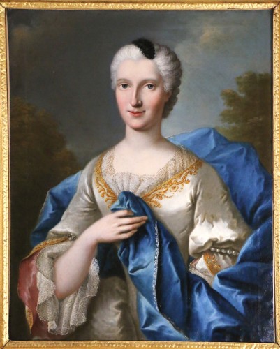 Baziray Richard (1690, 1757) - Portrait d'une femme de qualité  - Tableaux et dessins Style Louis XV
