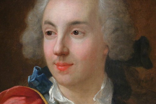 XVIIIe siècle - Ecole française vers 1740 - Portrait d'un élégant jeune homme