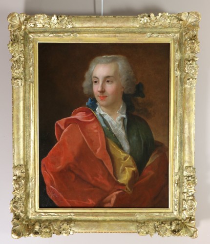 Antiquités - Ecole française vers 1740 - Portrait d'un élégant jeune homme