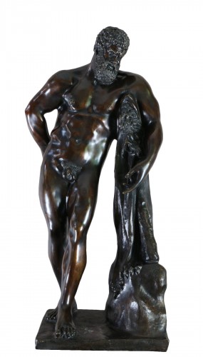 Hercule Farnèse Bronze à patine brune, école italienne du 19è siècle