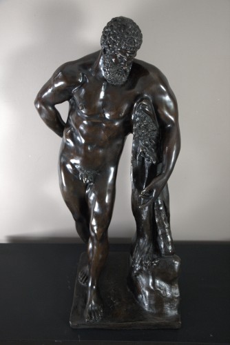 19th century - Hercules Farnese  Bronze with brown patina, Italian school of the19th century