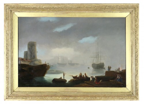 Animated marine and port - attributed to Henry D'Arles (1734; 1784)