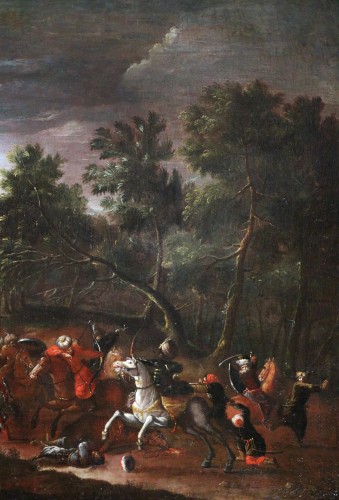 Louis XIV - Paysage animé d'un choc de cavalerie - Attribué à Wilhem von Bemmel (1630-1708)
