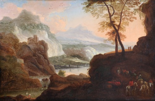 Italian landscape - Attributed to Bartholomeus Appelmann (1628 - 1686) - Paintings & Drawings Style Louis XIV