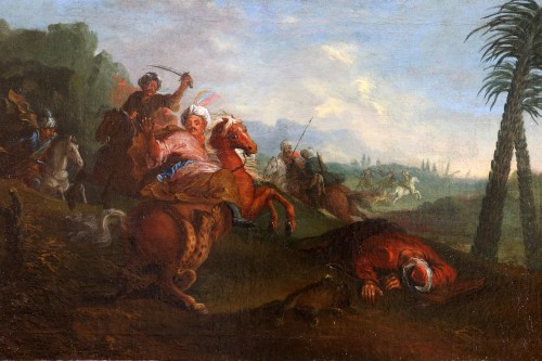 Attribué à Joseph François Parrocel (1704-1781) L'attaque des tigres - Tableaux et dessins Style Louis XV