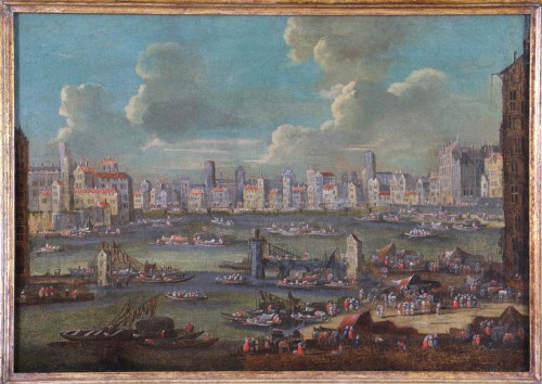 Scène portuaire animée - Attribué à Peter II Casteel (1650; 1701) - Tableaux et dessins Style Louis XIV