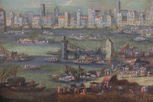 Paintings & Drawings  - Animated port scene - Attributed to Peter II Casteel (1650 - 1701)