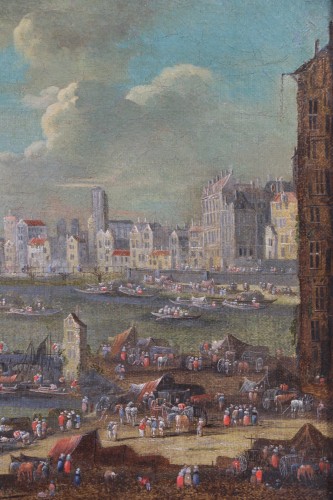 Animated port scene - Attributed to Peter II Casteel (1650 - 1701) - 