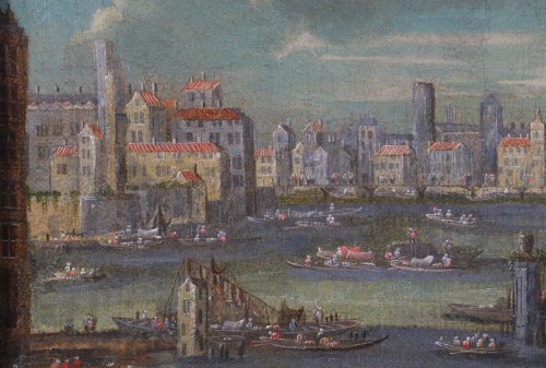 17th century - Animated port scene - Attributed to Peter II Casteel (1650 - 1701)