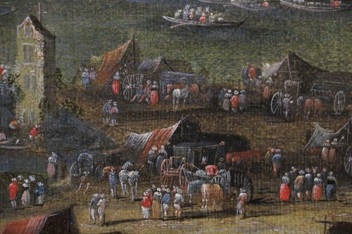 Scène portuaire animée - Attribué à Peter II Casteel (1650; 1701) - Louis XIV