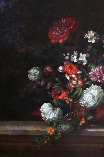 XVIIe siècle - Bouquet de fleurs sur un entablement - Jean Baptiste Monnoyer (Lille 1636; Londres 1699)