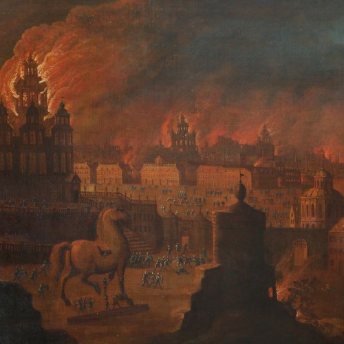 Paintings & Drawings  - Flemish school of the 17th century. The fall of Troie
