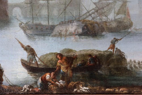 Adriaen van der Kabel (1630-1705) attributed. Marine and port scene  - Louis XIV