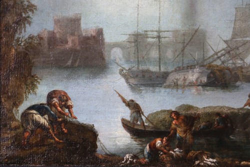 Louis XIV - Adriaen van der Kabel (1630-1705) attributed. Marine and port scene 