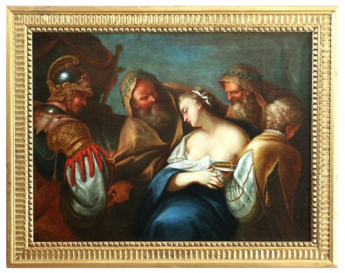 Ecole vénitienne du XVIIè siècle, la mort de Lucrèce devant les siens
