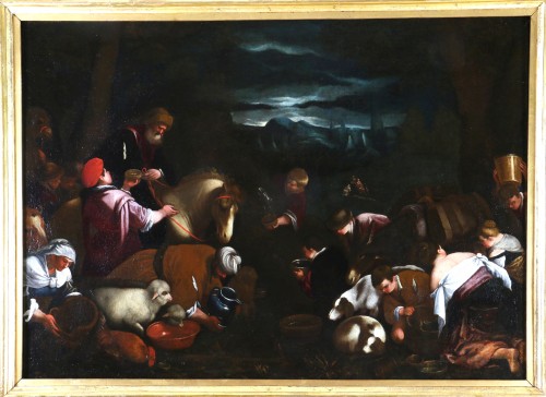Atelier des Bassano, école vénitienne du XVIe siècle. Les Hébreux recueillent l'eau - Tableaux et dessins Style Renaissance