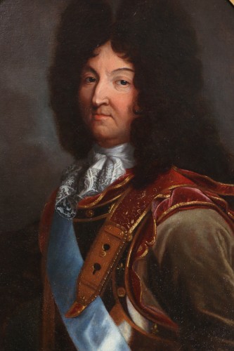 Tableaux et dessins Tableaux XVIIe siècle - Hyacinthe Rigaud (1659-1743) et Atelier- Portrait de Louis XIV (version de 1694)