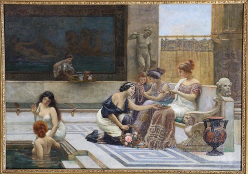 Emilio Vasarri (1826 - 1928)  -  An afternoon at the thermal baths - Paintings & Drawings Style Napoléon III