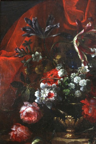 XVIIe siècle - Bouquet de fleurs dans un vase - Attribué à Jean Baptiste Blain de Fontenay (1653-1715)