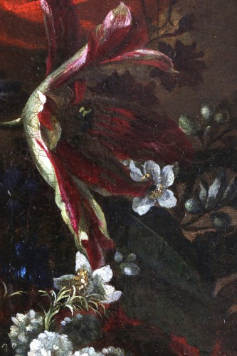 Antiquités - Bouquet de fleurs dans un vase - Attribué à Jean Baptiste Blain de Fontenay (1653-1715)