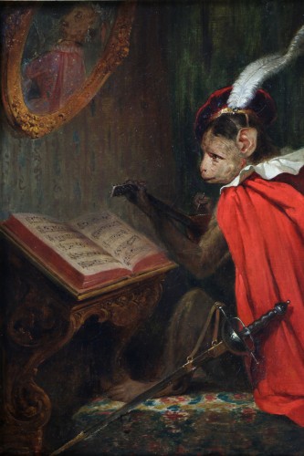 Tableaux et dessins Tableaux XIXe siècle - Alexandre Gabriel Decamps (1803; 1860), -Singe musicien
