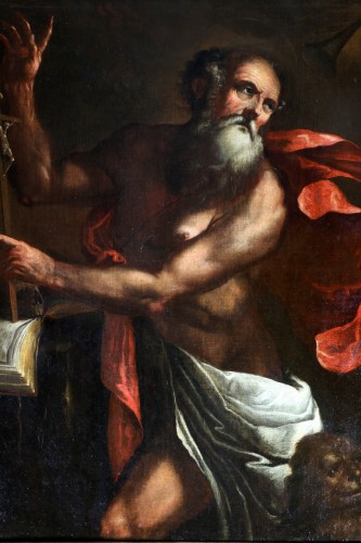 Paintings & Drawings  - 17th Neapolitan school - Saint Jerome under the Trumpets of the Last judgment