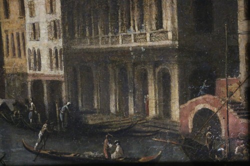 Ecole Vénitienne du 18è siècle, vue du grand canal avec le pont du Rialto - Galerie PhC