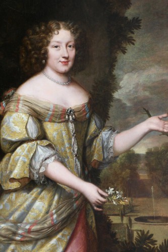 Grand portrait d'une jeune dame de qualité - Attribué à Justus van Egmont (1601 - 1674) - Tableaux et dessins Style Louis XIV