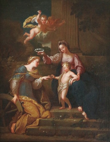Bon Boulogne (1649; 1717) The Mystical Marriage of Saint Catherine - Paintings & Drawings Style Louis XIV