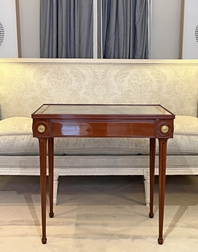 Louis XVI - A late Louis XV solid mahogany games table by Denis Louis Ancellet, by 1770