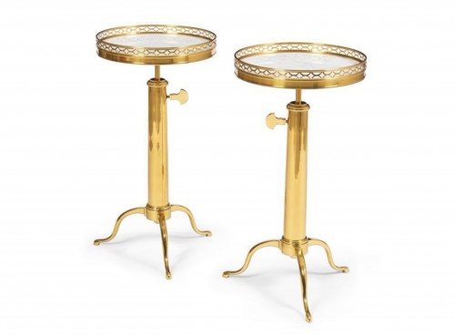 Maison Meilleur - Paris - A pair of gilt-brass telescoping side tables