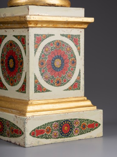 Empire - Rare paire de lampes Carcel d'époque Empire en tôle décorée de botehs
