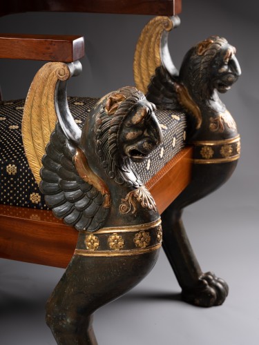 Important fauteuil à l'étrusque d'après Charles Percier par Jacob Frères - Sièges Style 