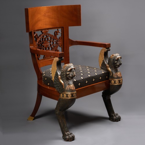 Sièges Fauteuil & Bergère - Important fauteuil à l'étrusque d'après Charles Percier par Jacob Frères
