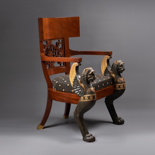XVIIIe siècle - Important fauteuil à l'étrusque d'après Charles Percier par Jacob Frères