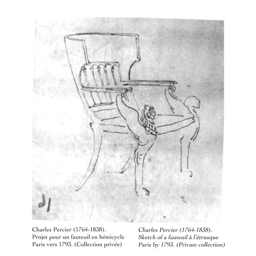 Important fauteuil à l'étrusque d'après Charles Percier par Jacob Frères - 