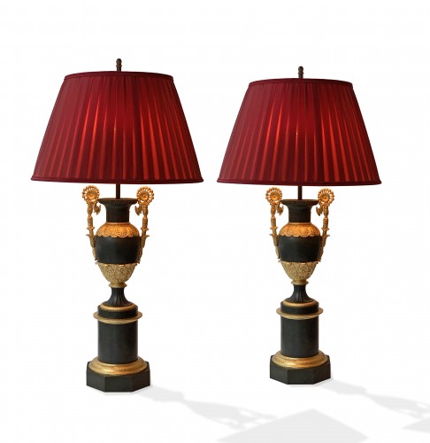 Paire de lampes Carcel en forme de vases d'époque Restauration